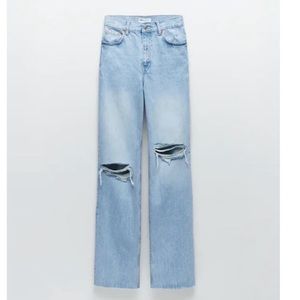 NEW zara light washed wide leg jeans